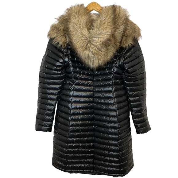 Nwt SNOWMAN NY Puffer Jacket Down Fill Faux Fur Black Long Coat Sz Medium - Picture 5 of 16